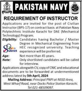 New Pakistan Navy Jobs 2024