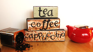 Tea coffee cappuccino wooden blocks by happybluedragonfly