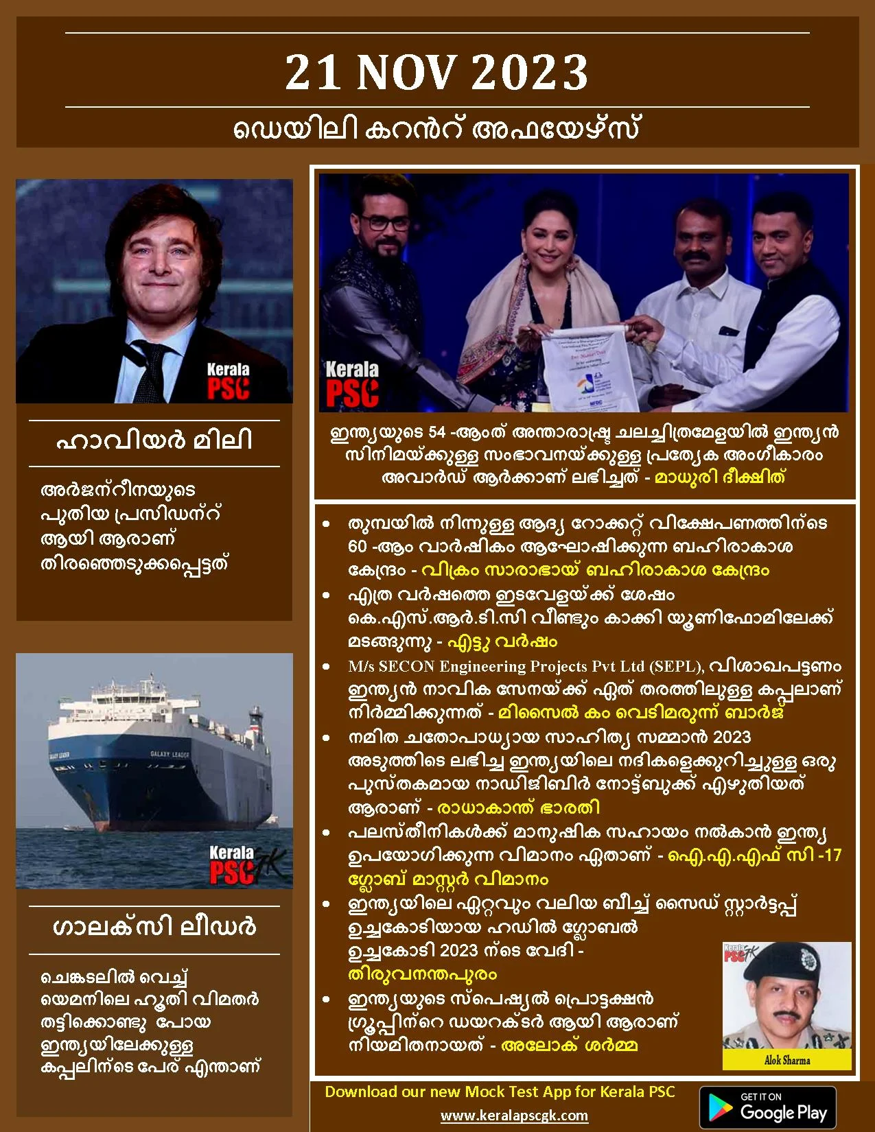 Daily Current Affairs in Malayalam 21 Nov 2023