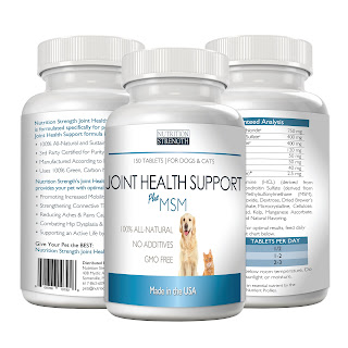 Hip and Joint Health Support Supplement with Glucosamine for Dogs and Cats Plus MSM Nutrition Strength