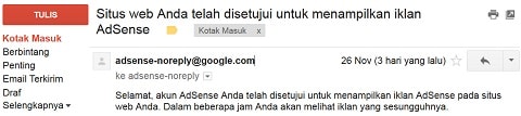 Akhirnya Google Adsense Disetujui