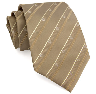 Givenchy Beige Logo Striped Silk Necktie - Daily Deals