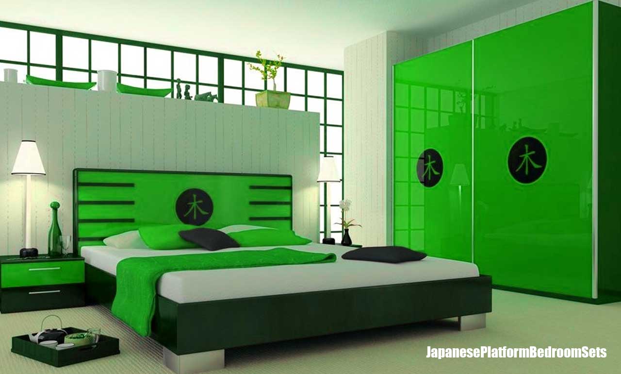 Japanese Bedroom layout Green Theme