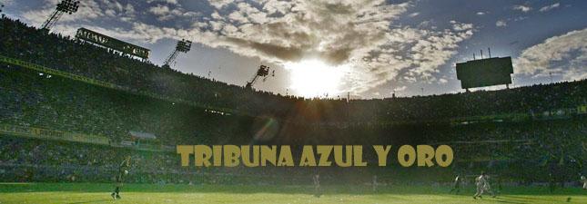 Tribuna azul y oro