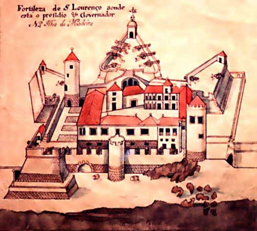 17th century plan of the Fortaleza de São Lourenço.