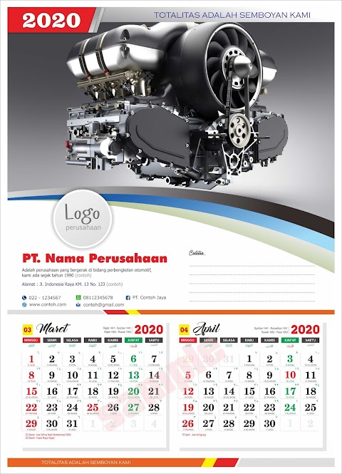 Contoh Desain Kalender 2020 Sekolah