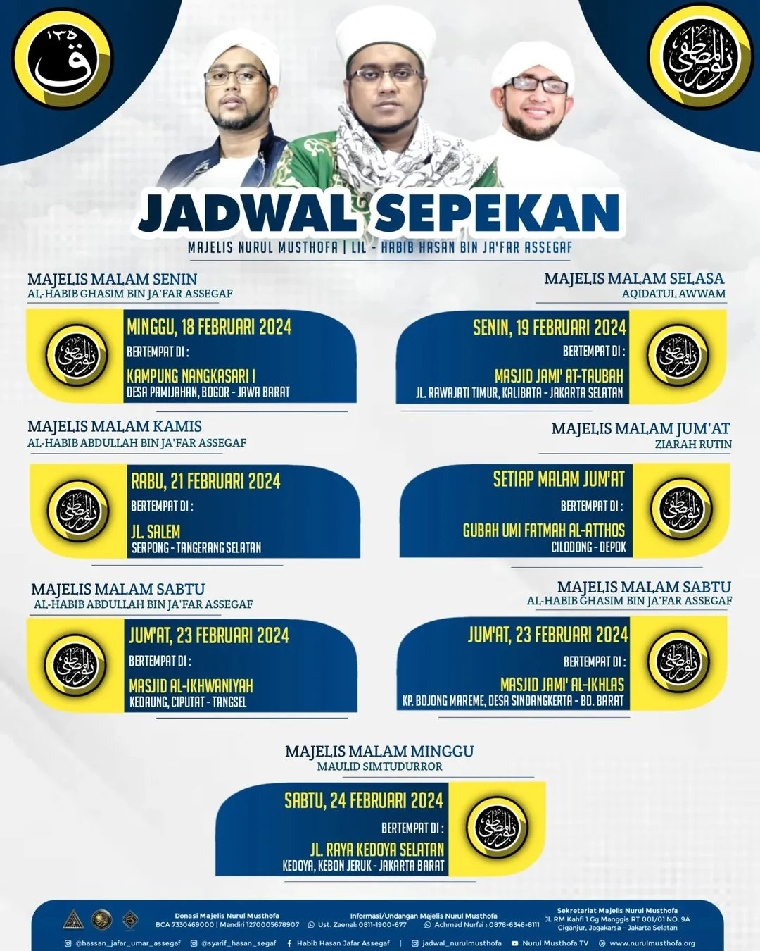 Jadwal Majlis Nurul Musthofa 18-24 Februari 2024