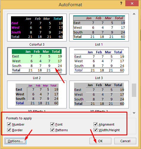 AutoFormat di Excel