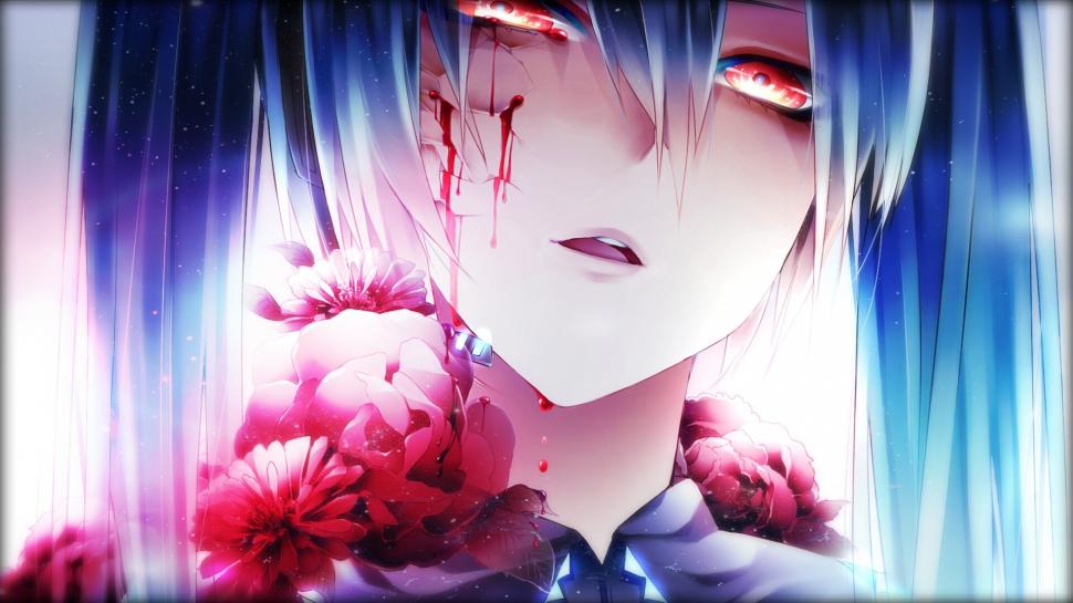 anime girl crying blood