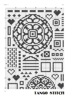 Elegant ornament black and white cross stitch pattern