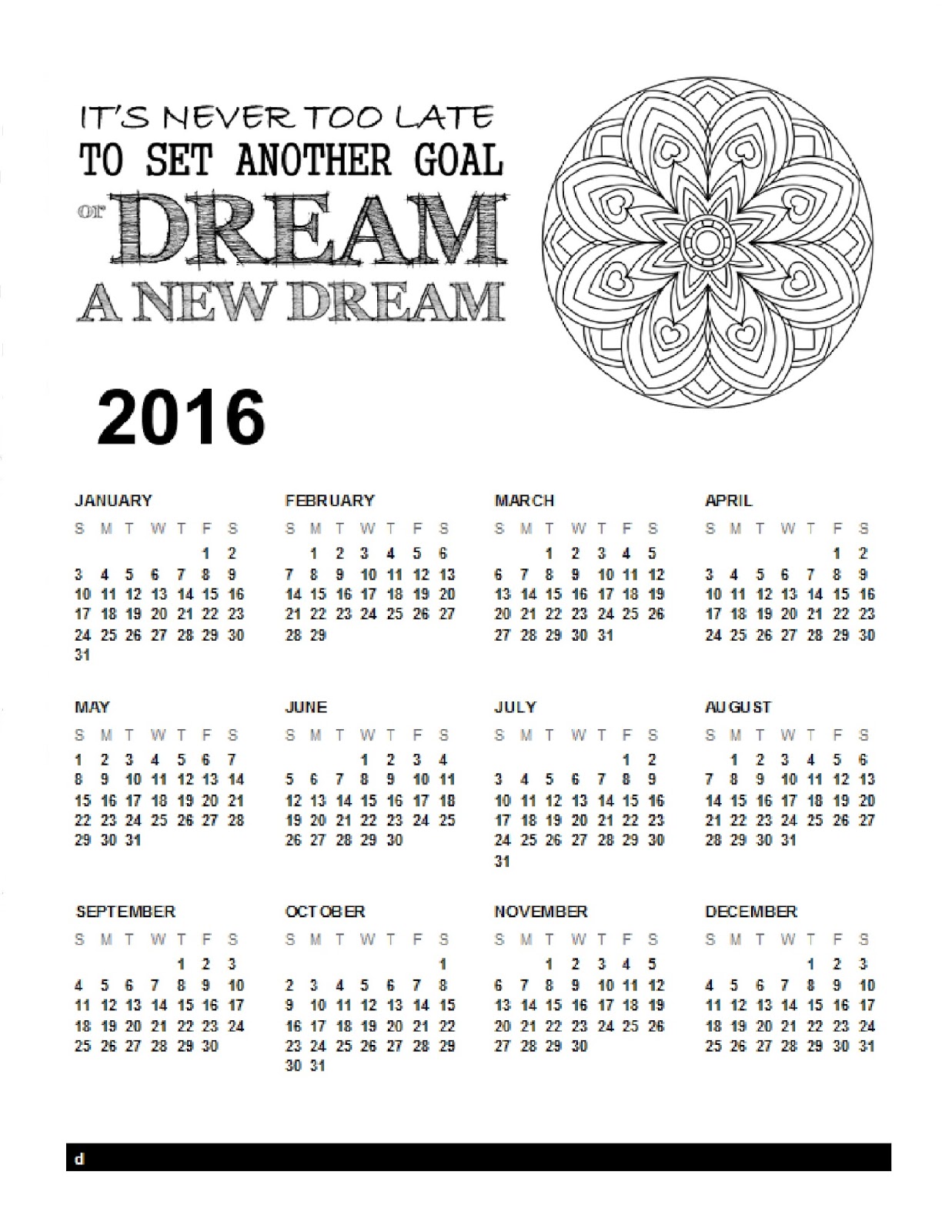 let it shine free calendar printable year at a glance