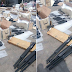 BREAKING: Nigeria Customs intercepts a huge cache of pump action rifles concealed in 40ft container in Lagos