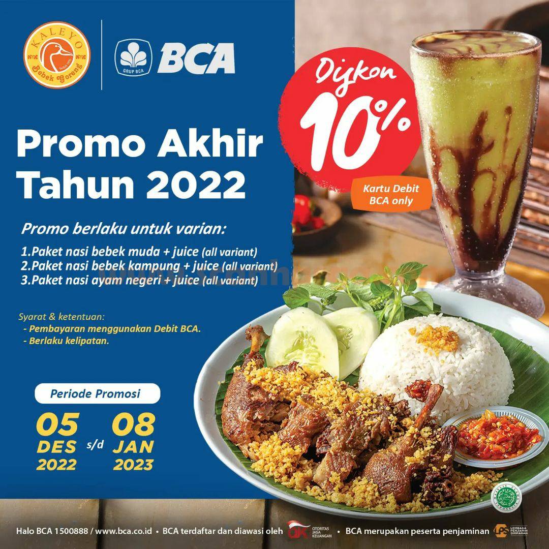 BEBEK KALEYO Promo AKHIR TAHUN – DISKON 10% dengan Kartu Debit BCA