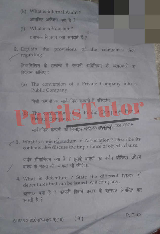 Free Download PDF Of M.D. University B.Com. Second Year Latest Question Paper For Company Law And Auditing Subject (Page 3) - https://www.pupilstutor.com