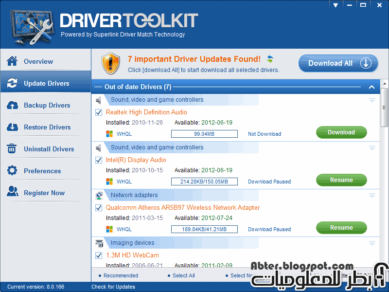 تحميل برنامج Driver Toolkit 8.3 لتحديث الدريڤرات كاملا