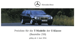 Mercedes-Benz S 210 T-Modell Preisliste 03. Juni 1996