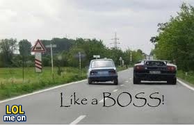 funny like a boss picture shows someone how drives like boss from "LOL me on"