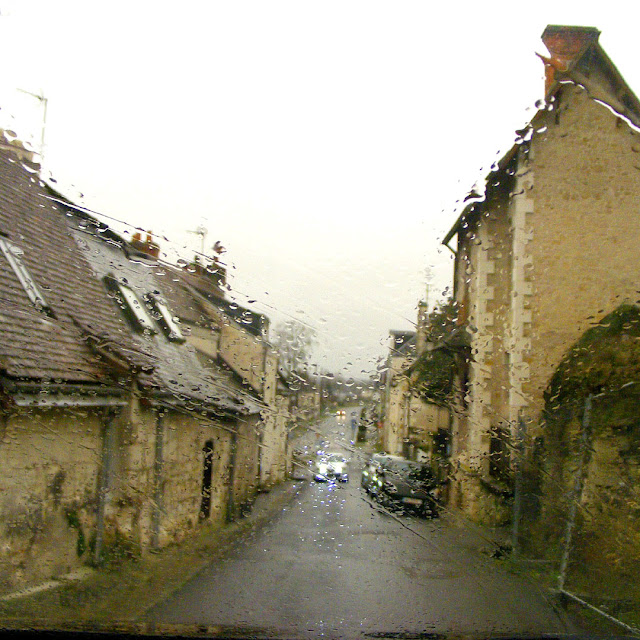 A street in Loches in the rain, Indre et Loire, France. Photo by Loire Valley Time Travel.