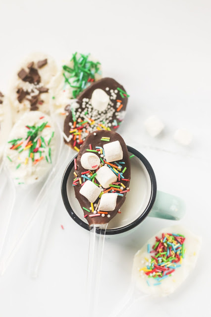 chocolate marshmallow sprinkles spoon