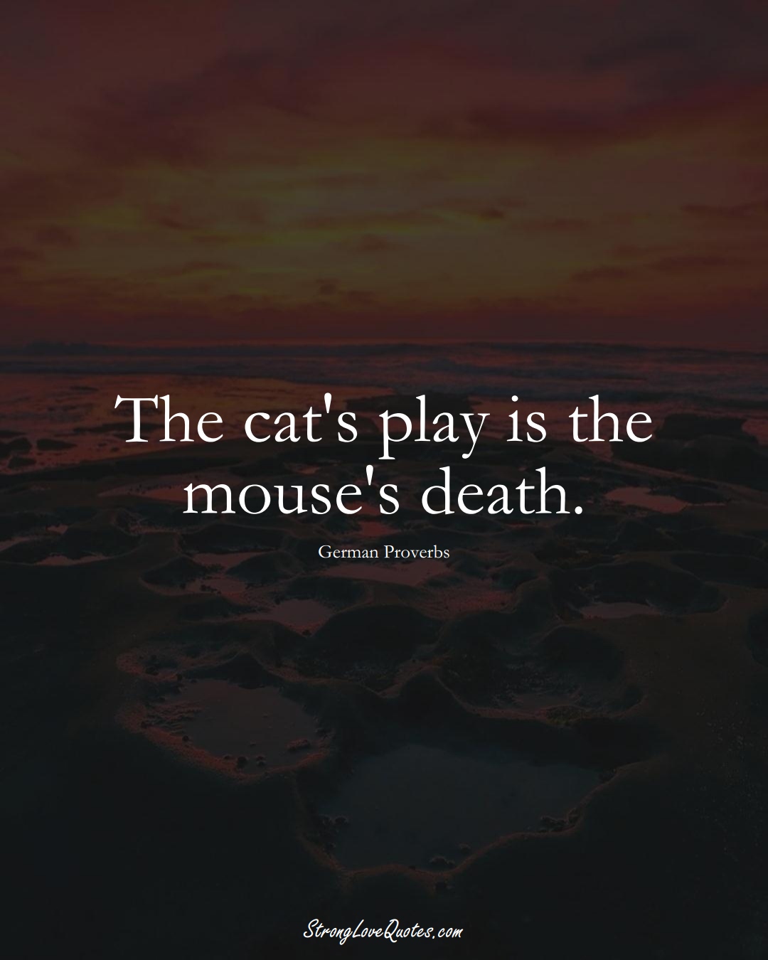 The cat's play is the mouse's death. (German Sayings);  #EuropeanSayings