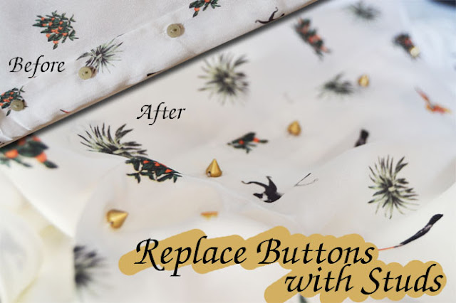 how to replace buttons with studs, fashion diy