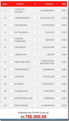 programação loteca 525