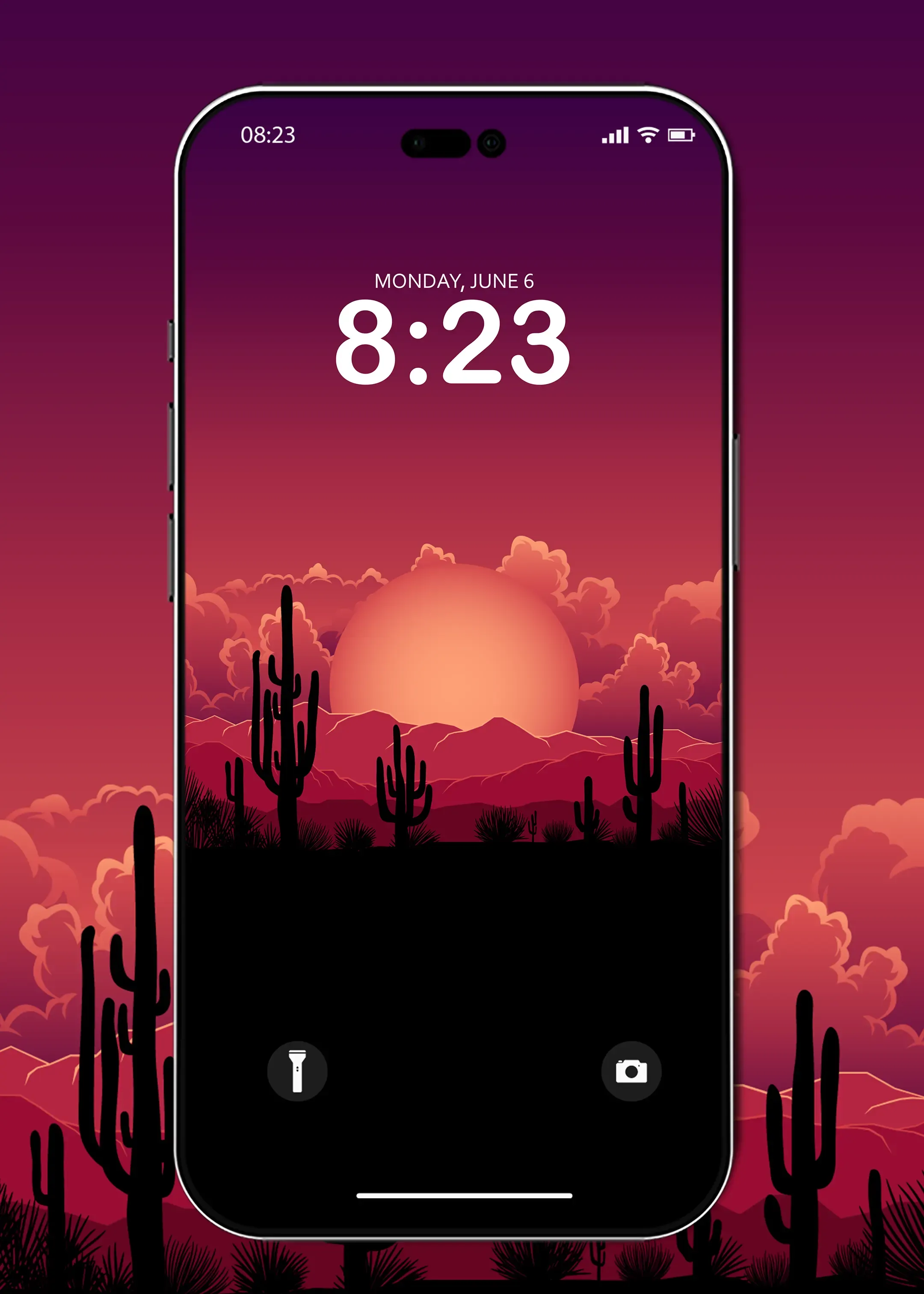 Beautiful desert sunset background wallpaper for iOS iphone and Android mobile phones