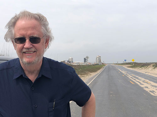 View looking back from Boca Chica beach to SpaceX facilities along Texas highway 4 (Source: Palmia Observatory)