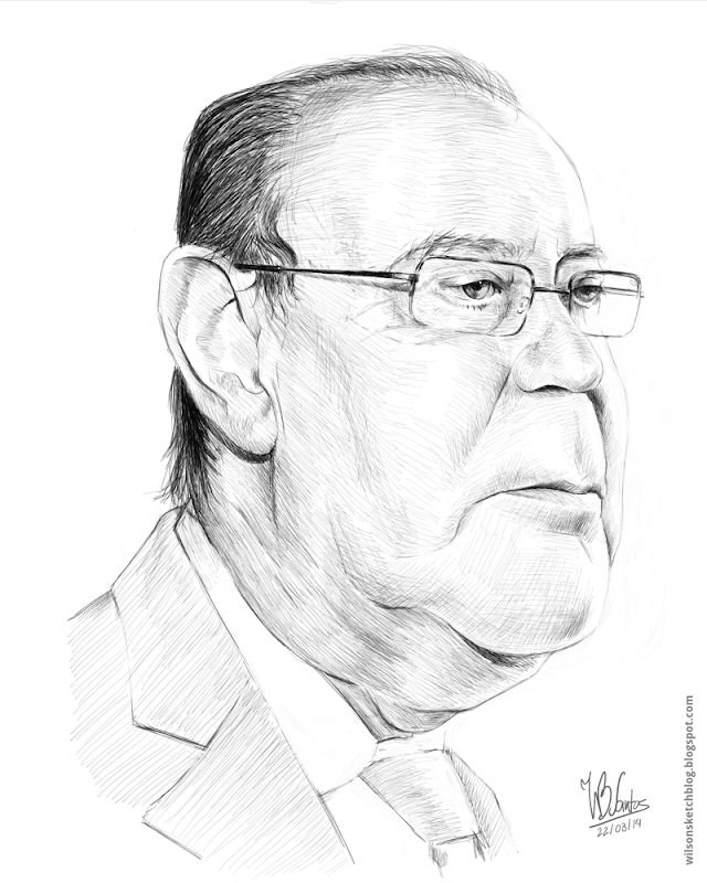 Caricature of Pinto da Costa, using Krita.