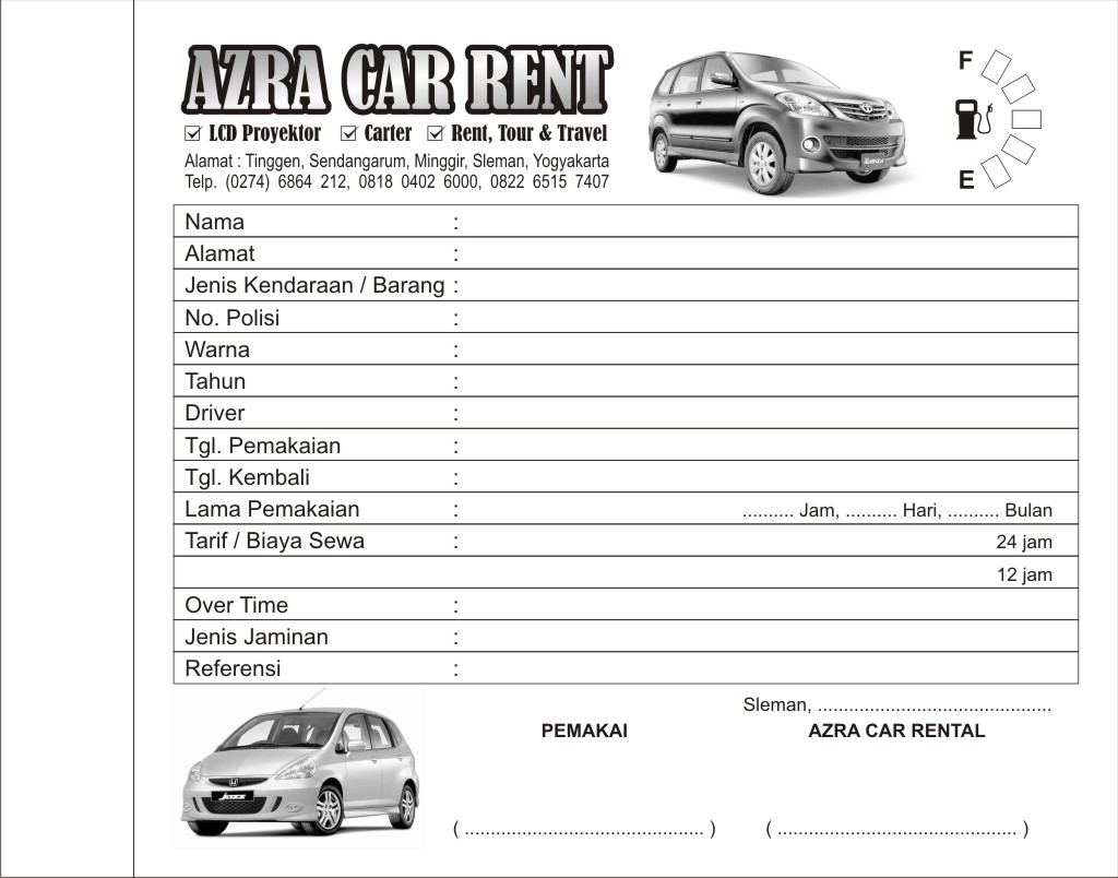 Contoh Kartu Nama Rental Car - Contoh Oha