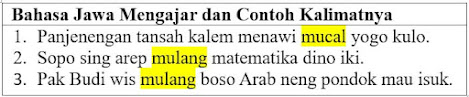 Bahasa Jawa Mengajar dan Contoh Kalimatnya