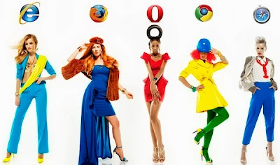 Wanita cantik dengan fashion ala web browser