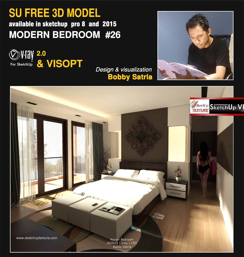 Sketchup Texture Free Sketchup Model Modern Bedroom 26 Vray Interior Visopt
