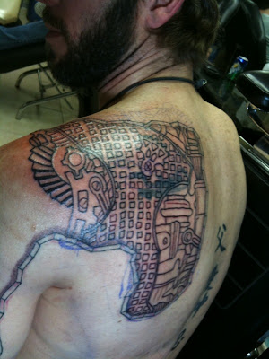 outline complete, now let's fill that bad boy in. good bye old tattoo!
