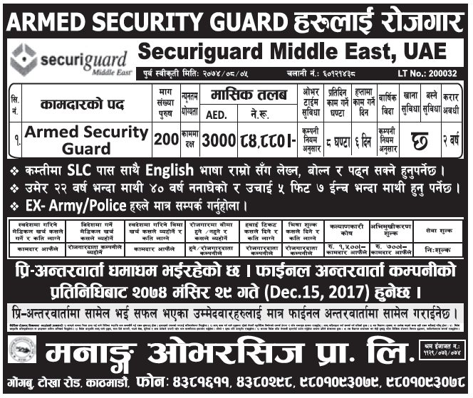 Jobs in UAE for Nepali, Salary Rs 84,880