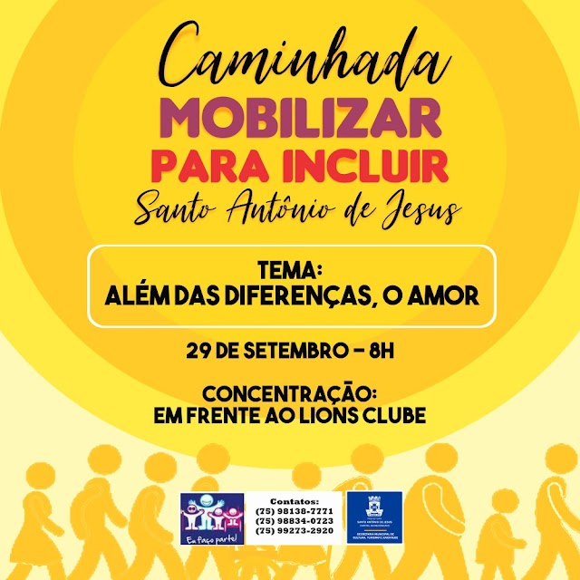 Caminhada Mobilizar Para Incluir acontece nesta sexta (29).