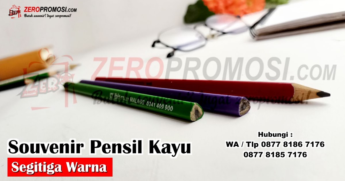  Souvenir Pensil Hotel Kayu Segitiga Warna Cetak Logo