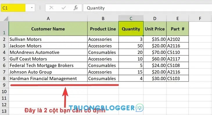 Hướng dẫn chi tiết cách cố định dòng, cột trong Excel