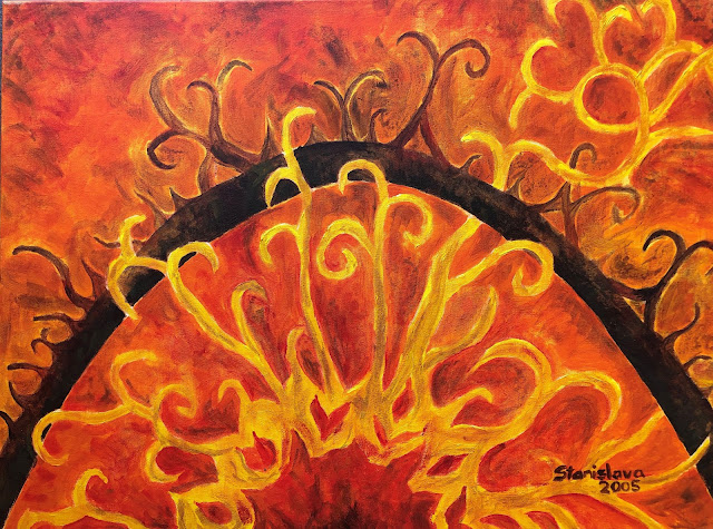 painting of Stanislava Boudová - The Birth of a Planet - 60x80 cm, acrylic on canvas, 2005