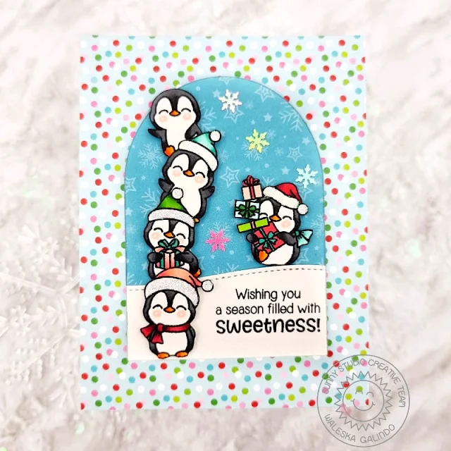 Sunny Studio Stamps: Penguin Party Holiday Card by Waleska Galindo