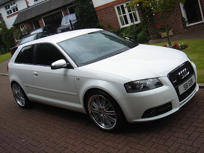 white audi A3 with 19 August Alloys