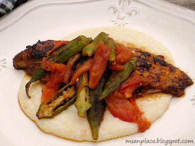 Roasted Okra & Tomato Topped Blackened Catfish | Ms. enPlace