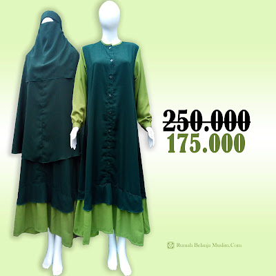 Gamis Wollycrepe Hijau Botol Tua