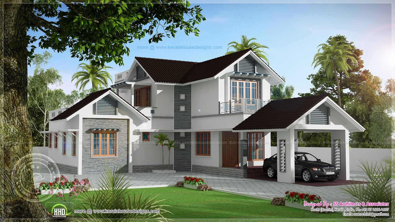 1922 Sq ft double storied villa Home  Kerala Plans 