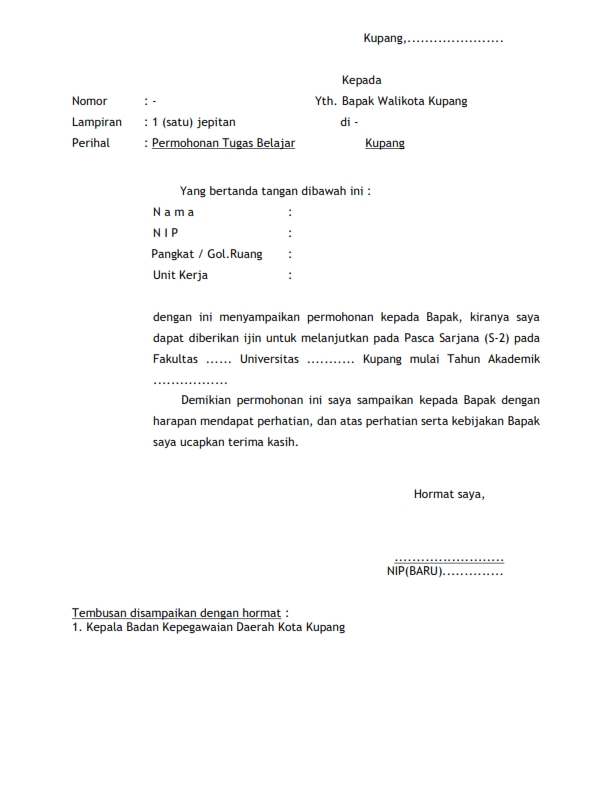 Contoh Surat Rekomendasi Tugas Belajar Pns Contoh Surat