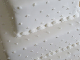 Closeup of Pearls and Dots on Wedding Cake