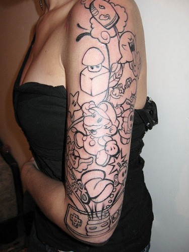 rose sleeve tattoos