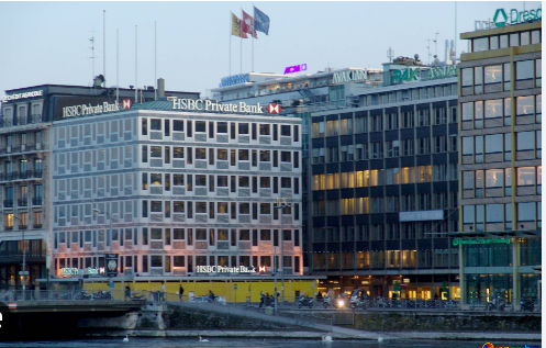 Foto do centro financeiro de Genebra na Suíça