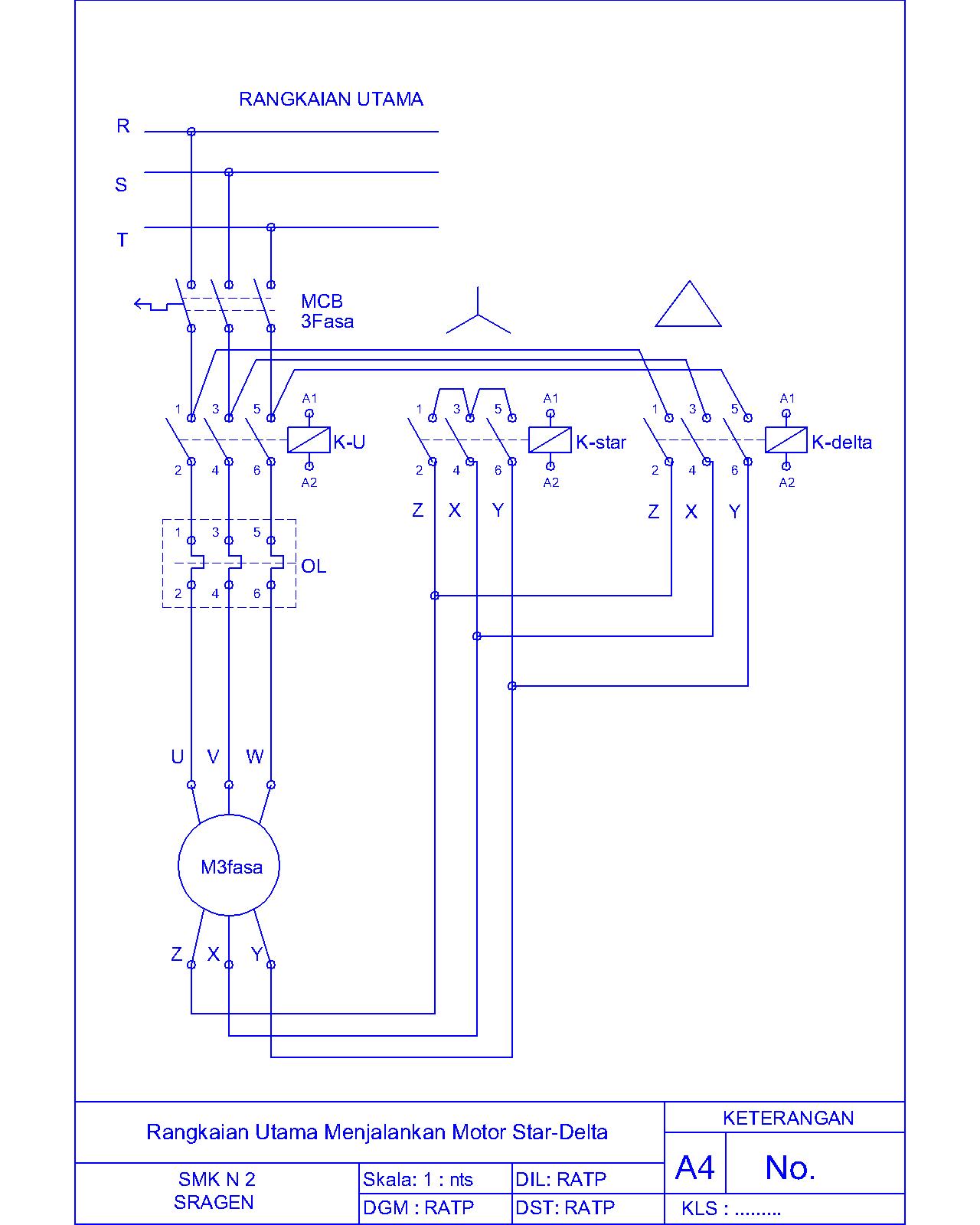 Rangkaian Kontrol motor Star delta otomatis dengan timer  
