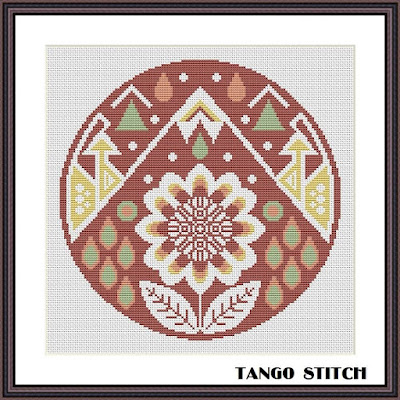 Abstract floral panel cross stitch pattern  - Tango Stitch
